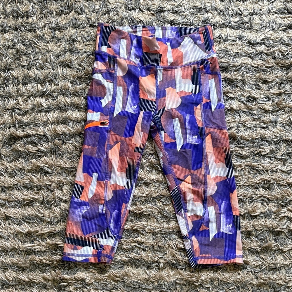 NWOT! Zobha Abstract Patterned Leggings - Purple, Orange, Women’s Size XS